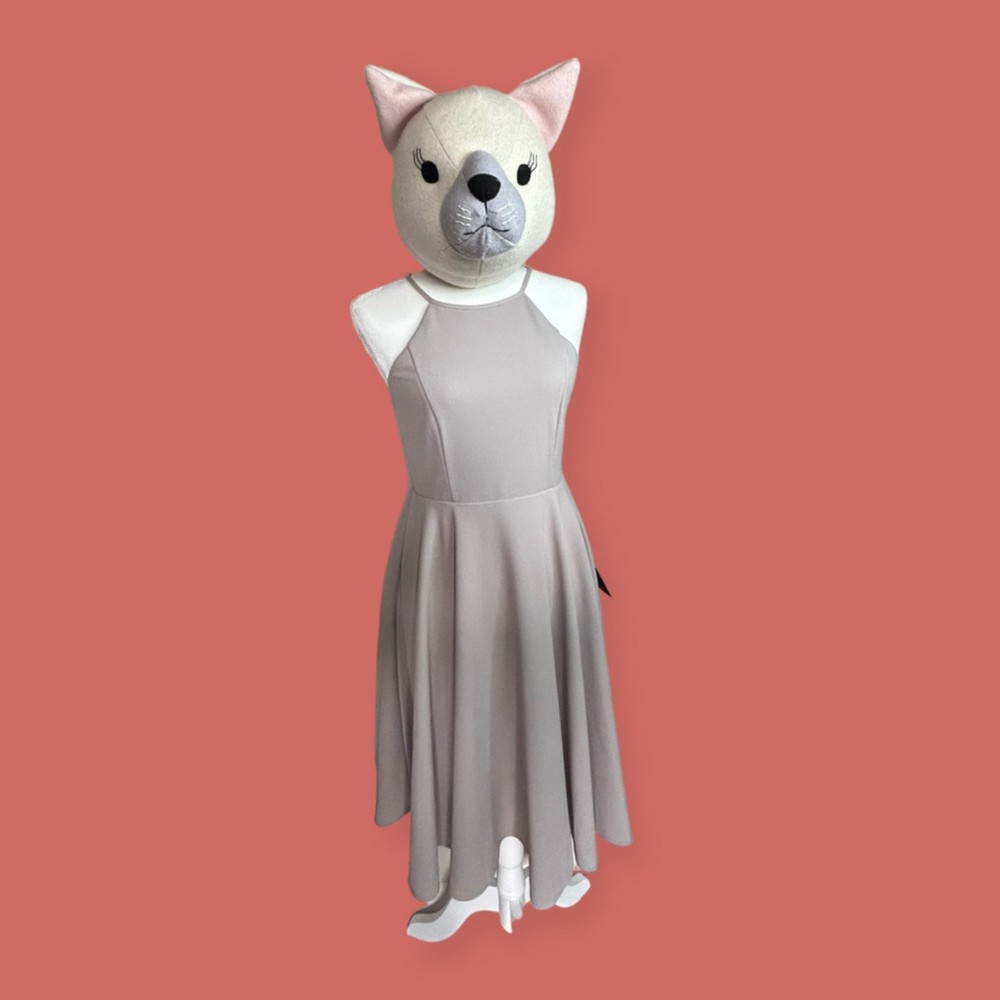 🩶 NWT LULU'S IRRESISTIBLE CHARM GREY MIDI A-LINE FIT & FLARE SZ S SOLD OUT - Picture 3 of 12